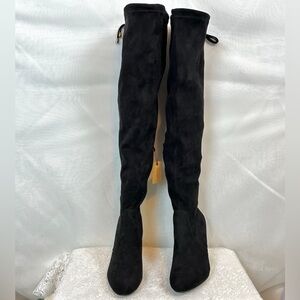 NWT Black Suede Over The Knee Boots -7.5